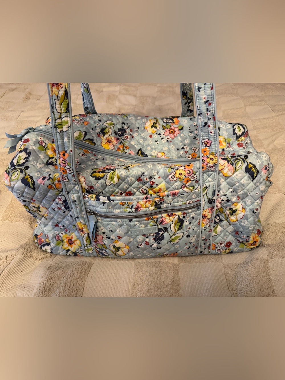 Vera Bradley Light Blue Quilted Floral Weekender Tote